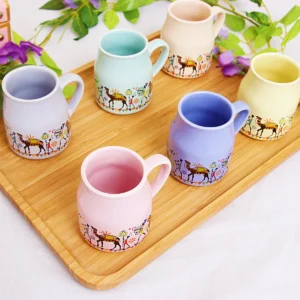 FLASK CHAI CUPS WITH ELEPHANT MOTIF (SET OF 6)
