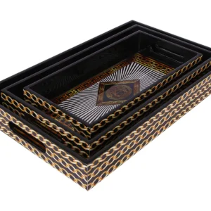 FACE DESIGN SERVING TRAYS SET OF 3