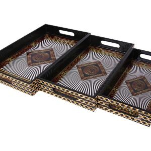 FACE DESIGN SERVING TRAYS SET OF 3