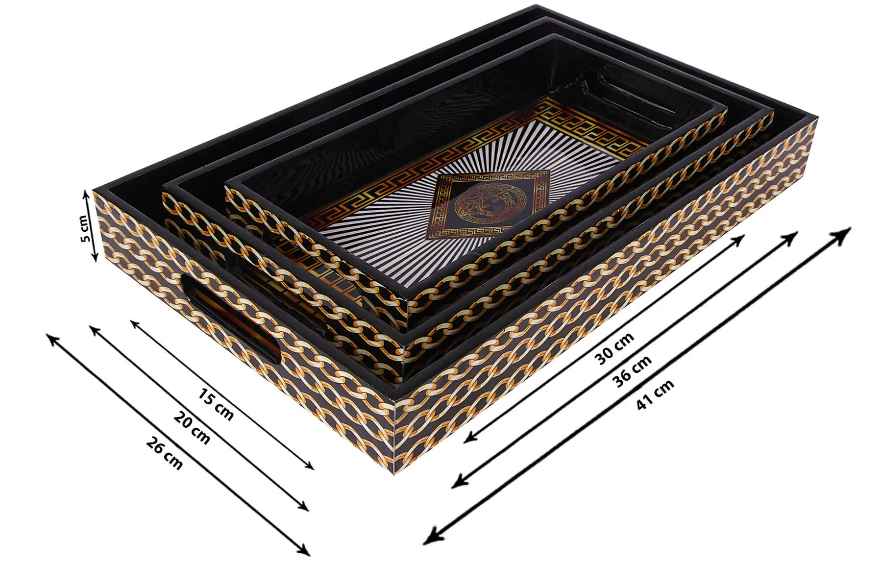 FACE DESIGN SERVING TRAYS SET OF 3 - Image 2
