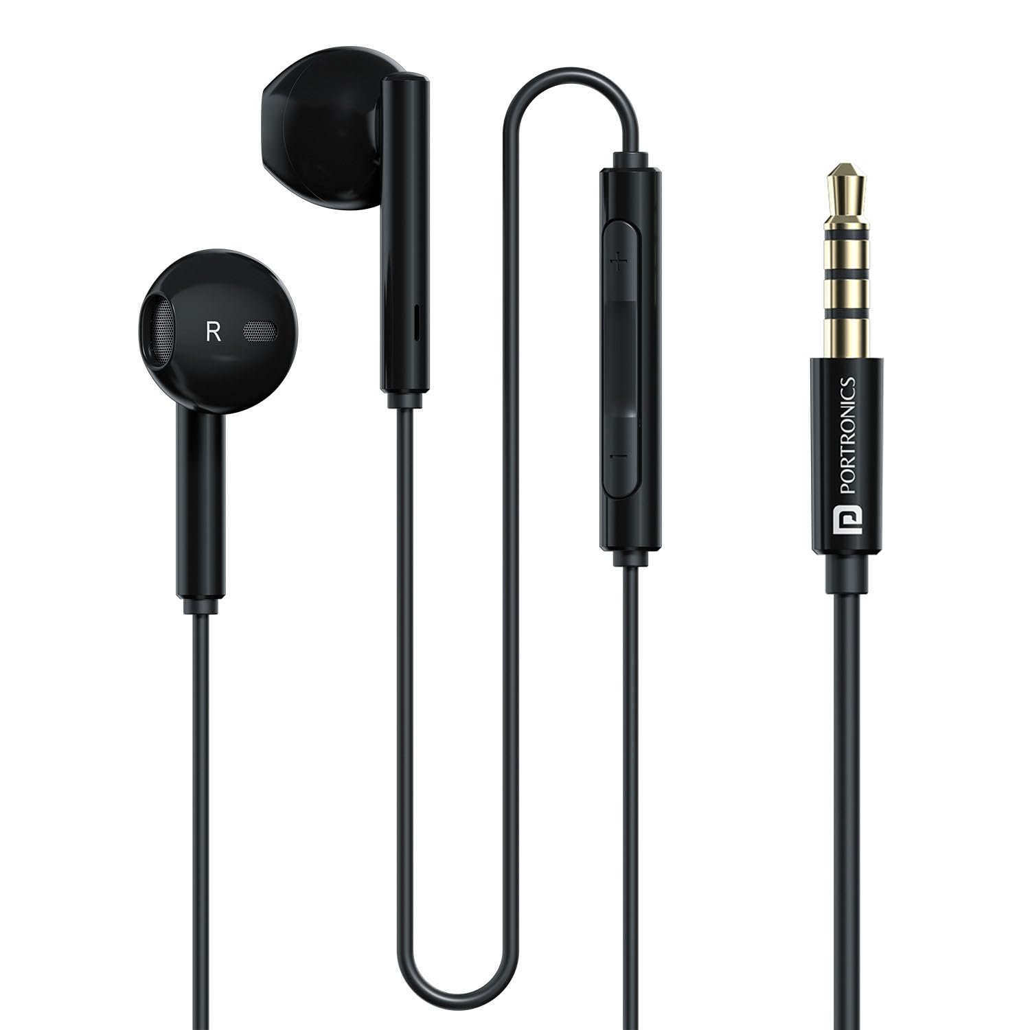 Portronics Conch Theta A in Ear 3.5mm Wired Earphones with In Line HD Mic, Powerful Audio, 14.2mm Dynamic Driver, Unique Earbuds Design, TPE Anti Tangle Wire,In line Controls,Wide Compatibility