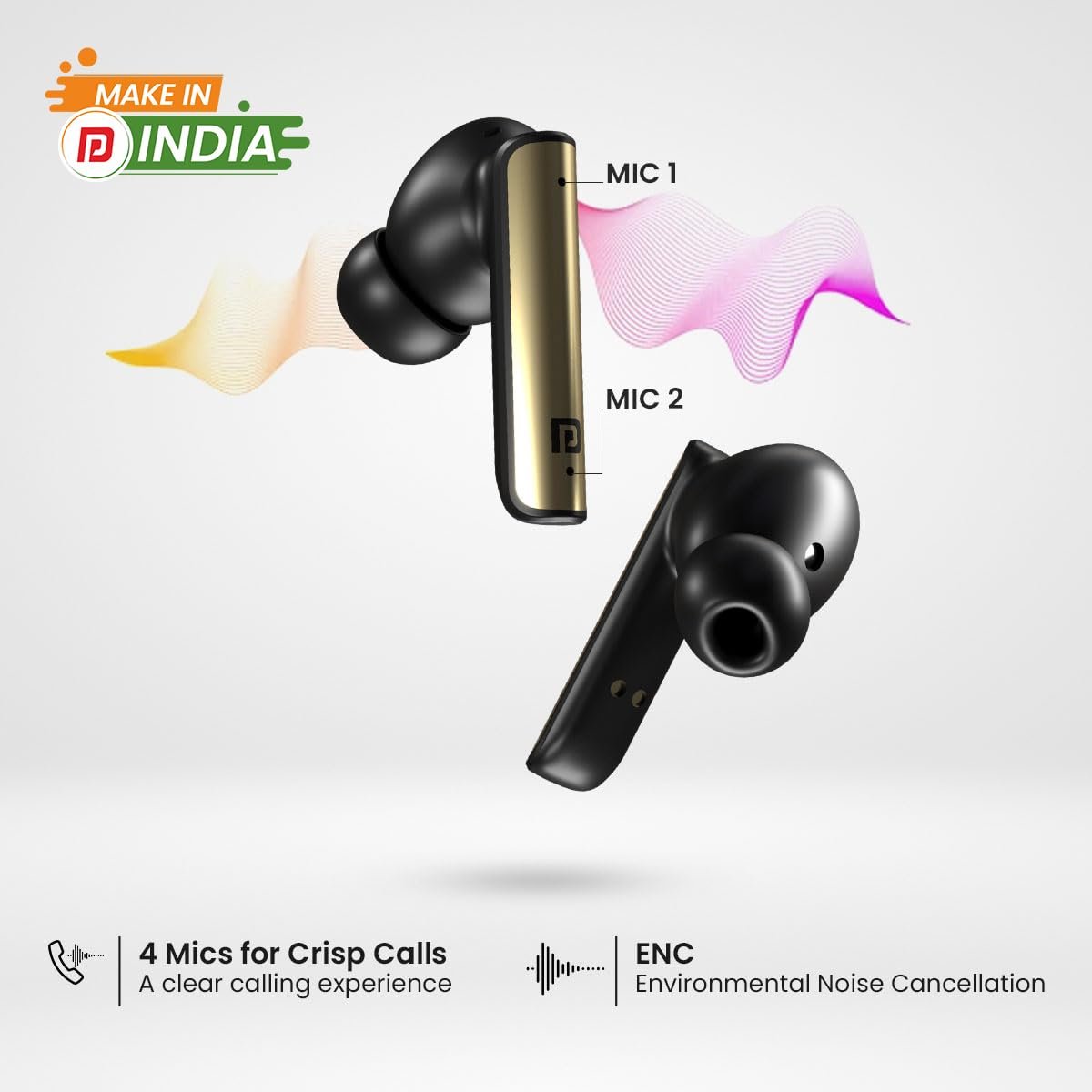 Portronics Harmonics Twins S7 Smart TWS Earbuds, 35Hrs Playtime, Quad Mics, Auto ENC, 5.3v Bluetooth - Image 6