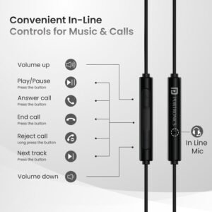 Portronics Conch Theta A in Ear 3.5mm Wired Earphones with In Line HD Mic, Powerful Audio, 14.2mm Dynamic Driver, Unique Earbuds Design, TPE Anti Tangle Wire,In line Controls,Wide Compatibility
