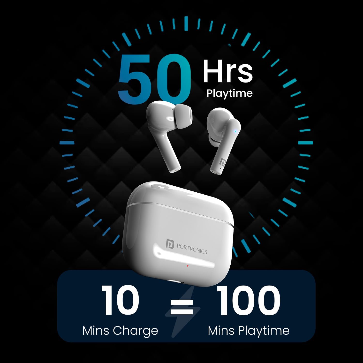 Portronics Harmonics Twins S6 Smart TWS Earbuds,50Hrs Playtime, Auto ENC,ASAP Charge,5.3v Bluetooth - Image 7