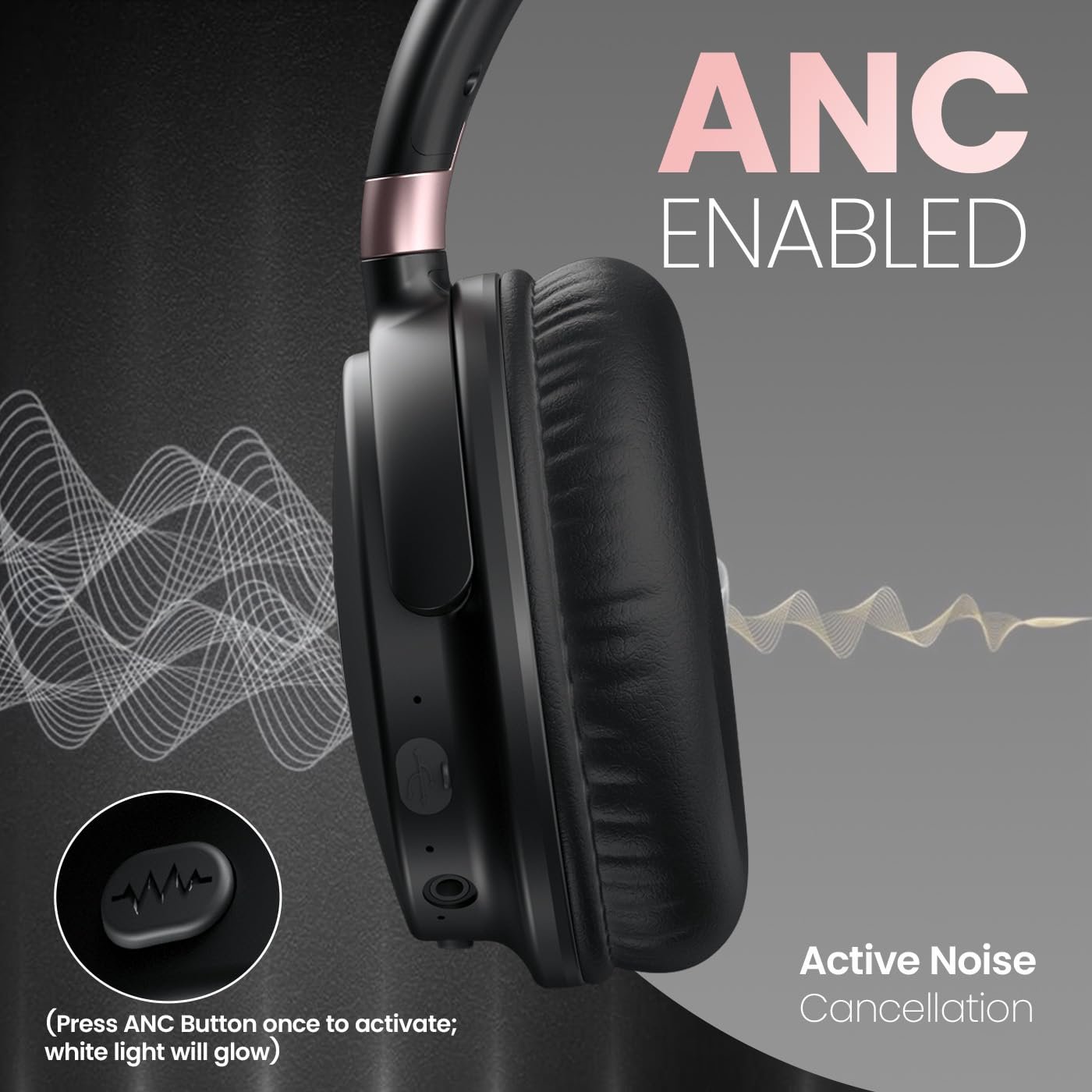 Portronics Muffs M3 Over Ear Headphones with ANC Enabled, Upto 40 Hours Playtime, in-Built Mic - Image 6
