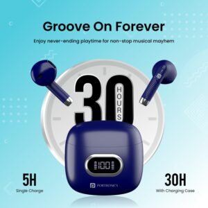 Portronics Harmonics Twins S9 TWS Wireless Earbuds with Upto 30H Playtime, Digital Display Bluetooth Gaming