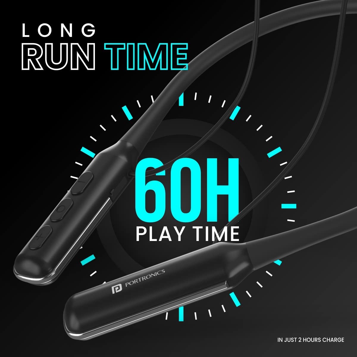 Portronics Harmonics 250 Wireless Neckband,60 Hrs Playtime, Dual Pairing, Magnetic Latch Bluetooth - Image 7