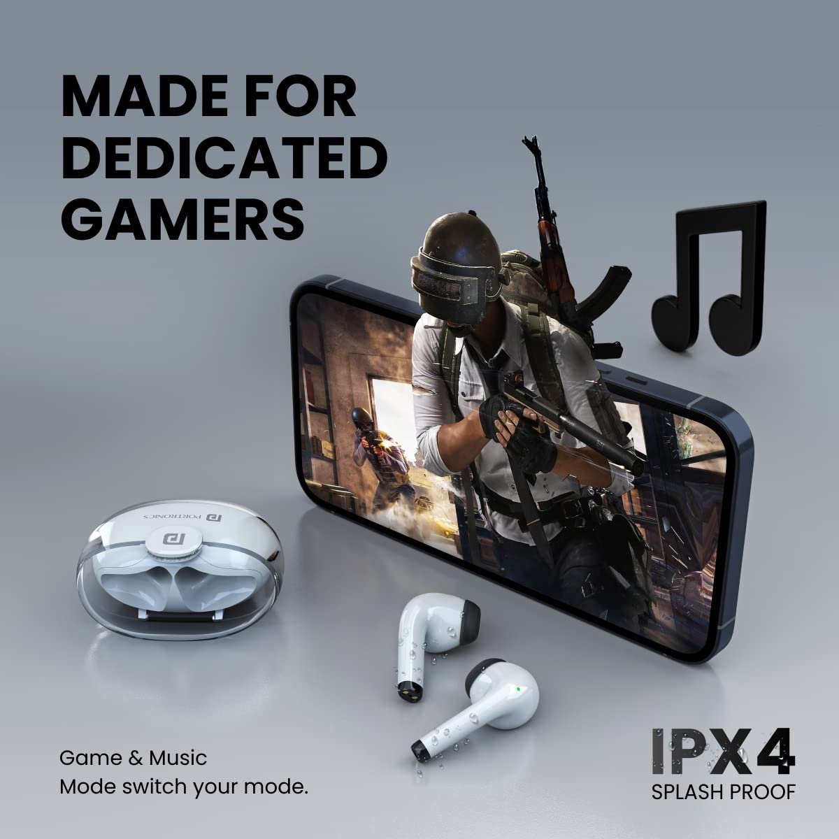 Portronics Harmonics Twins S4 Smart TWS Earbuds with Hall Switch Feature, 16Hrs Playtime, Type C Charging - Image 4