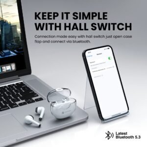 Portronics Harmonics Twins S4 Smart TWS Earbuds with Hall Switch Feature, 16Hrs Playtime, Type C Charging