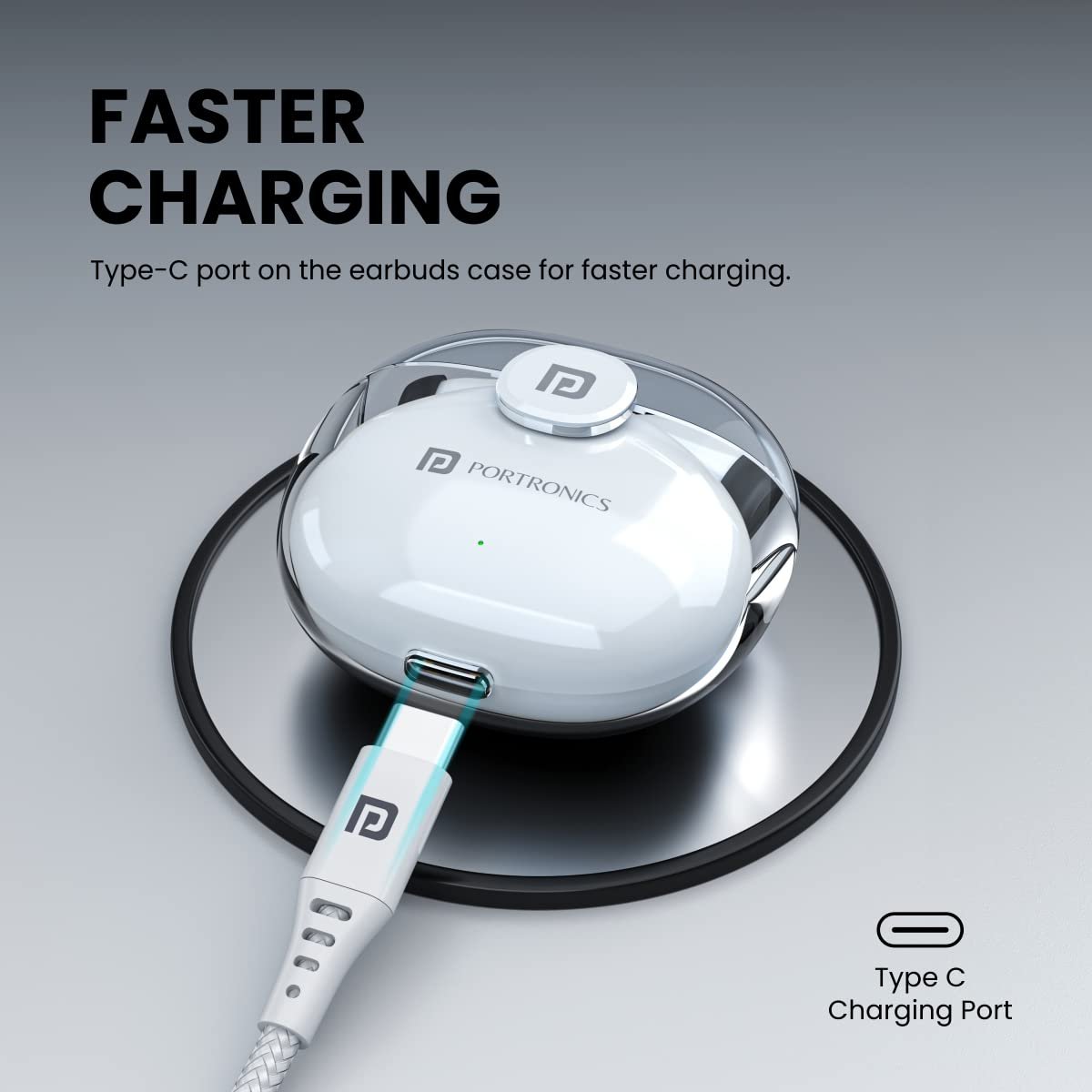 Portronics Harmonics Twins S4 Smart TWS Earbuds with Hall Switch Feature, 16Hrs Playtime, Type C Charging - Image 2