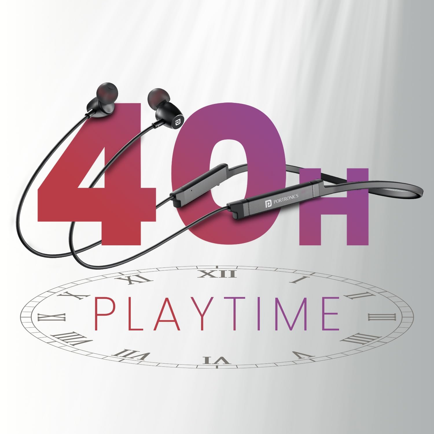 Portronics Harmonics Z9 Bluetooth Neckband With Mic,40Hrs Playtime,Metal Finish,BT 5.3V Bluetooth - Image 8