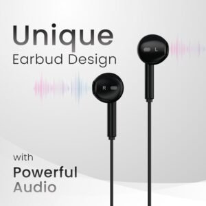 Portronics Conch Theta A in Ear 3.5mm Wired Earphones with In Line HD Mic, Powerful Audio, 14.2mm Dynamic Driver, Unique Earbuds Design, TPE Anti Tangle Wire,In line Controls,Wide Compatibility