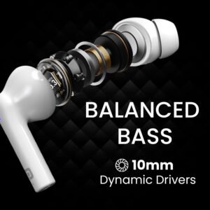 Portronics Harmonics Twins S6 Smart TWS Earbuds,50Hrs Playtime, Auto ENC,ASAP Charge,5.3v Bluetooth