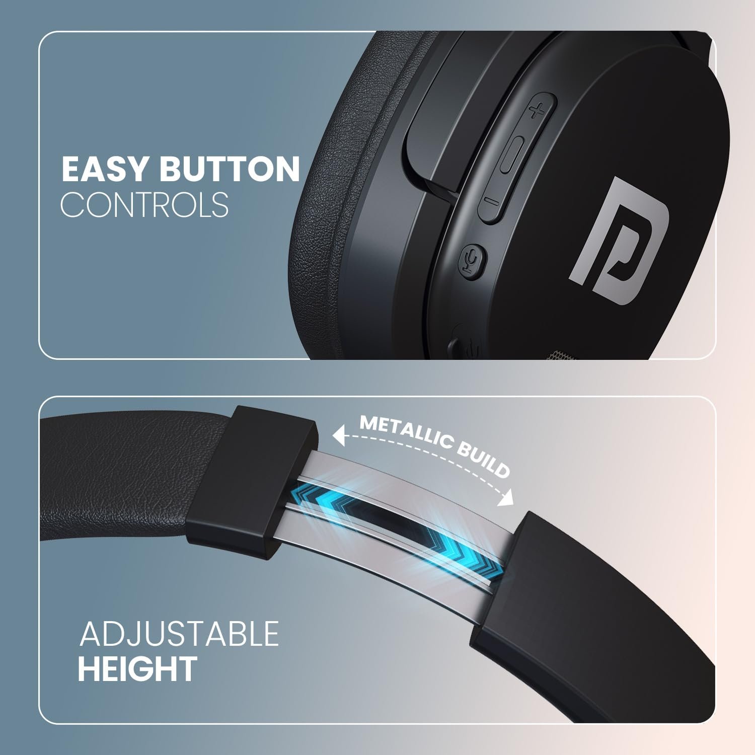 Portronics Muffs M4 Over Ear Bluetooth Headphone,40Hours Playtime,Powerful Bass,InBuilt Mic Bluetooth & Wired - Image 3