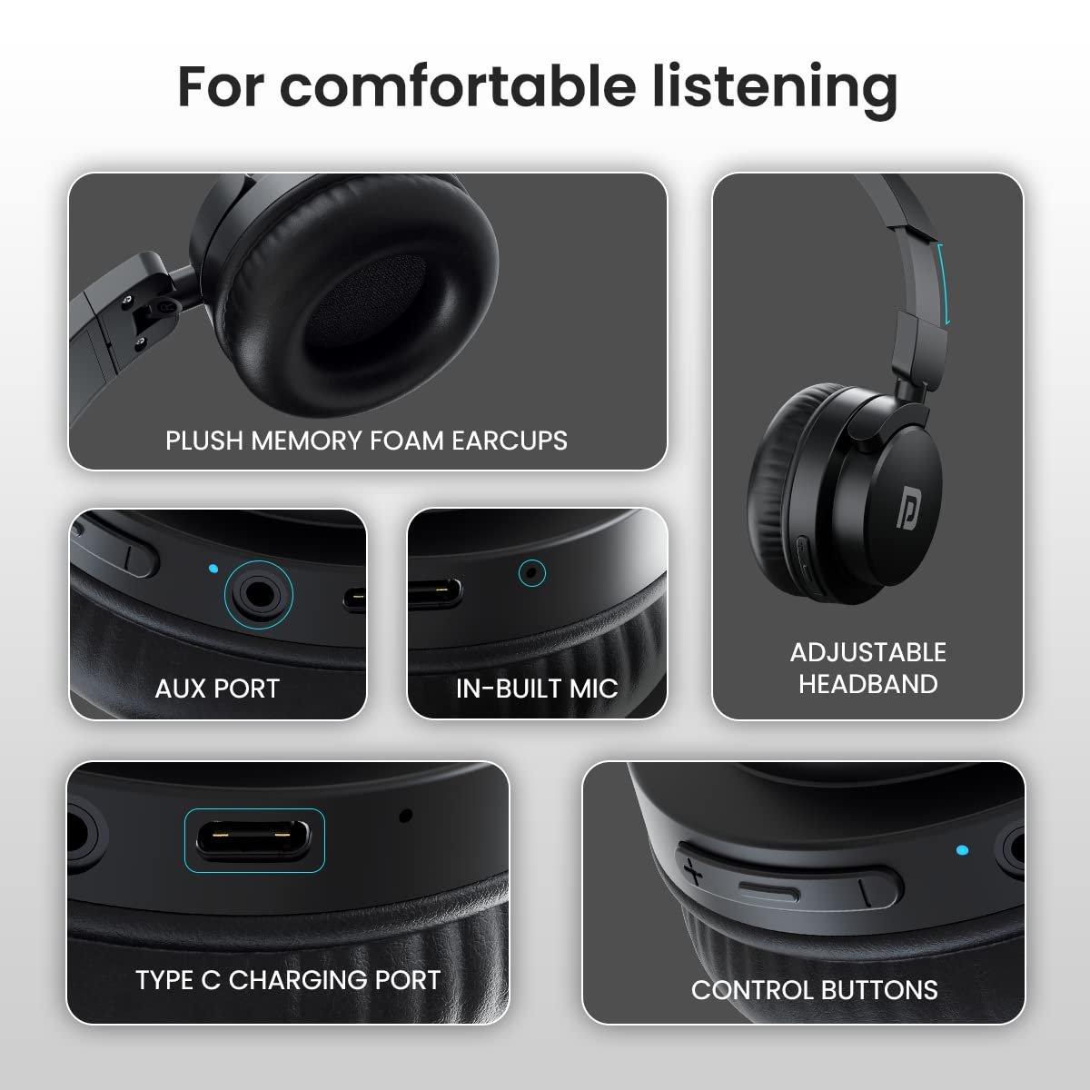 Portronics Muffs M2 Bluetooth Headphones On Ear with Upto 40 Hrs Playtime - Image 2