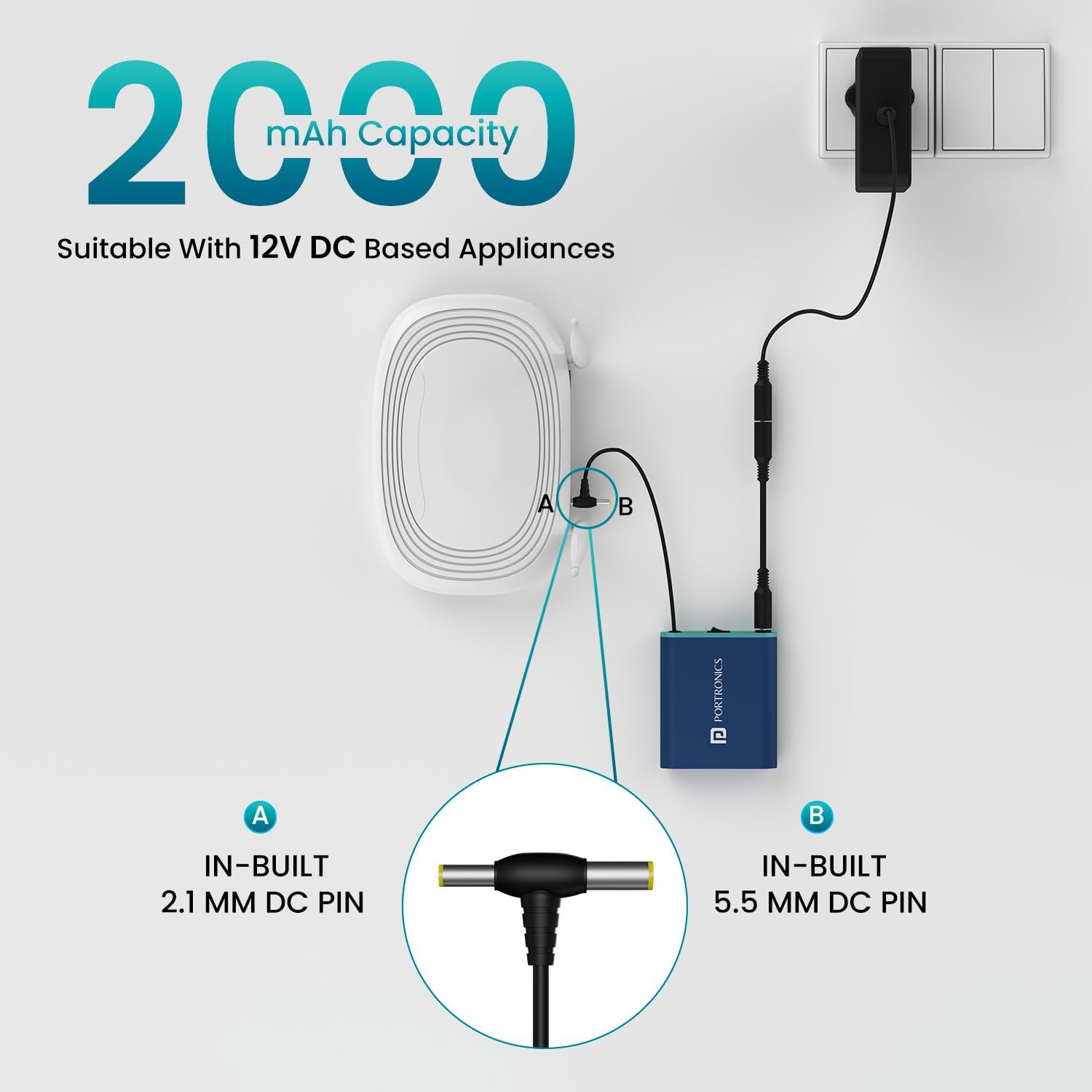 Portronics Power Plus Advanced Mini Router UPS for 12V DC WiFi Router Broadband Modem, 4 Hours Playback - Image 5