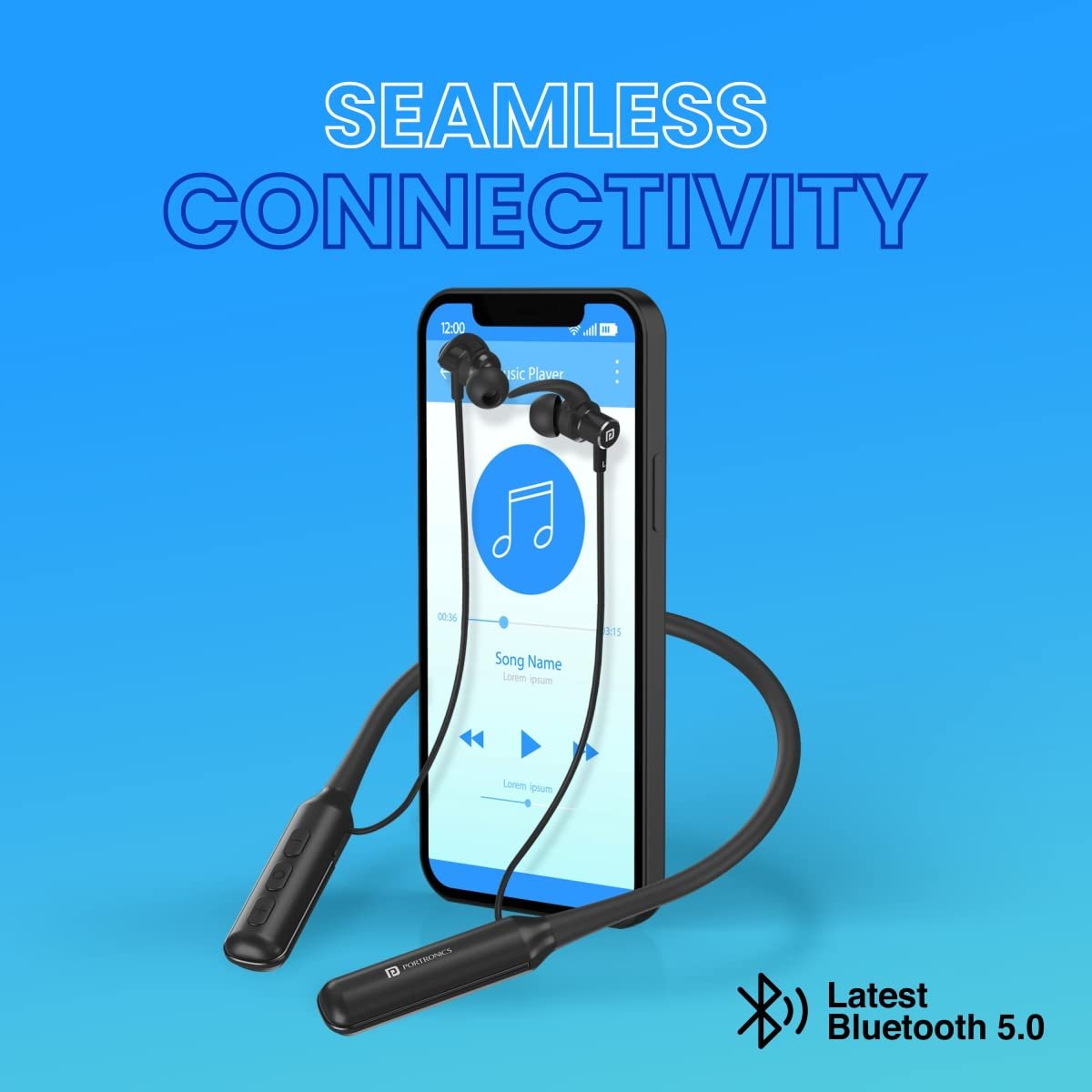 Portronics Harmonics 250 Wireless Neckband,60 Hrs Playtime, Dual Pairing, Magnetic Latch Bluetooth - Image 3