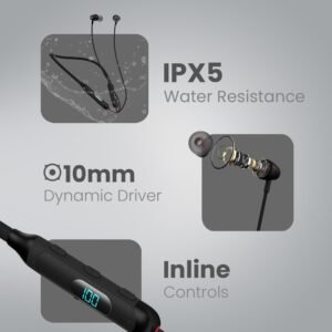 Portronics Harmonics Z8 Neckband with 40H Playtime,Game Mode,Magnetic On/Off,LED Display Bluetooth