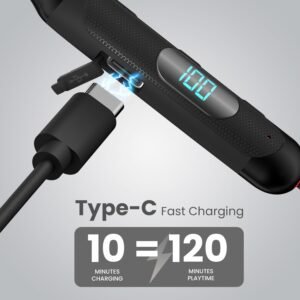 Portronics Harmonics Z8 Neckband with 40H Playtime,Game Mode,Magnetic On/Off,LED Display Bluetooth