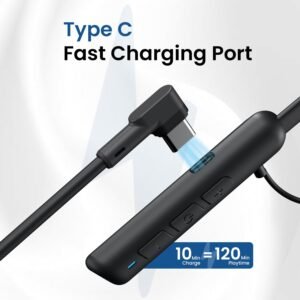 Portronics Harmonics Z10 In Ear Headphone With Mic,35Hr Playtime,Type C Charging Bluetooth