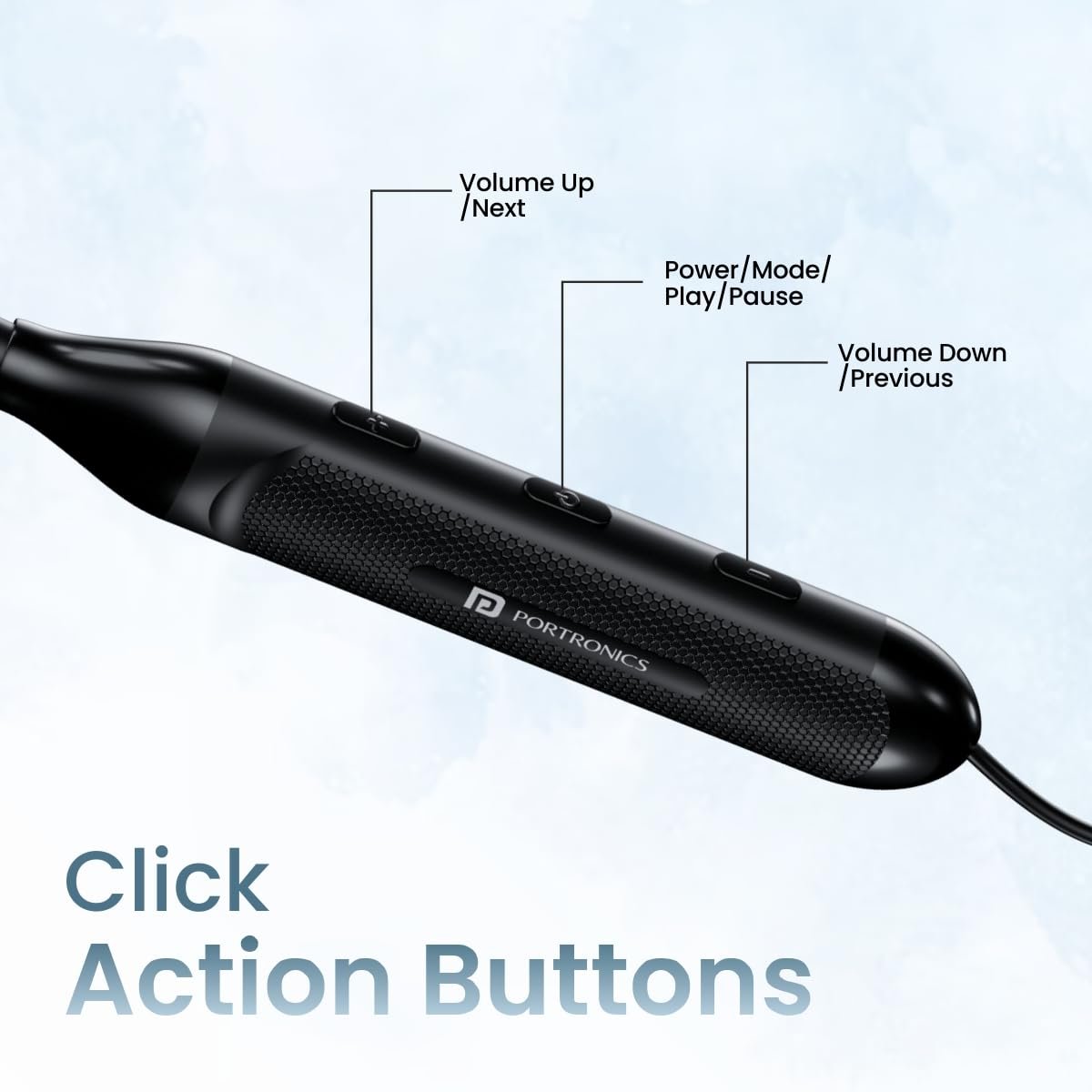 Portronics Z7 with 40Hrs Playback, Gaming Mode, Water Resistant, Fast Charging Bluetooth - Image 3