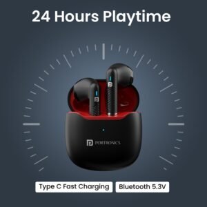 Portronics Harmonics Twins S12 in Ear TWS Earbuds with Mic, 24H Playtime