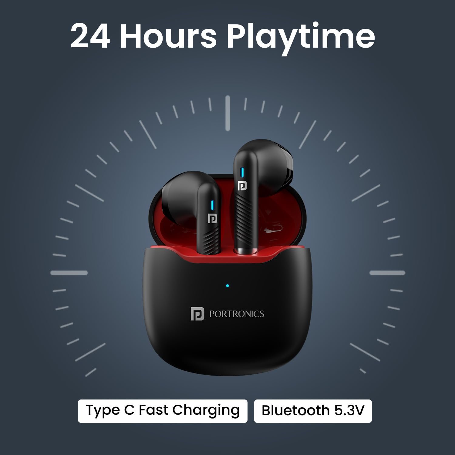 Portronics Harmonics Twins S12 in Ear TWS Earbuds with Mic, 24H Playtime - Image 4