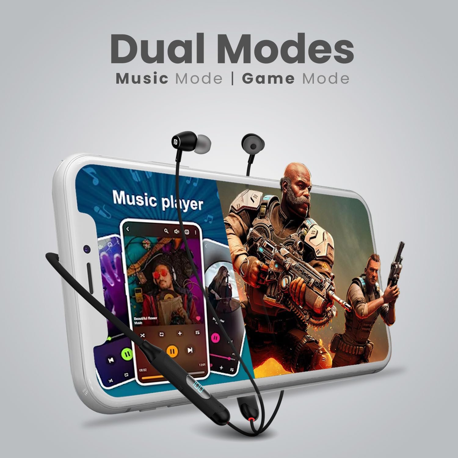 Portronics Harmonics Z8 Neckband with 40H Playtime,Game Mode,Magnetic On/Off,LED Display Bluetooth - Image 4