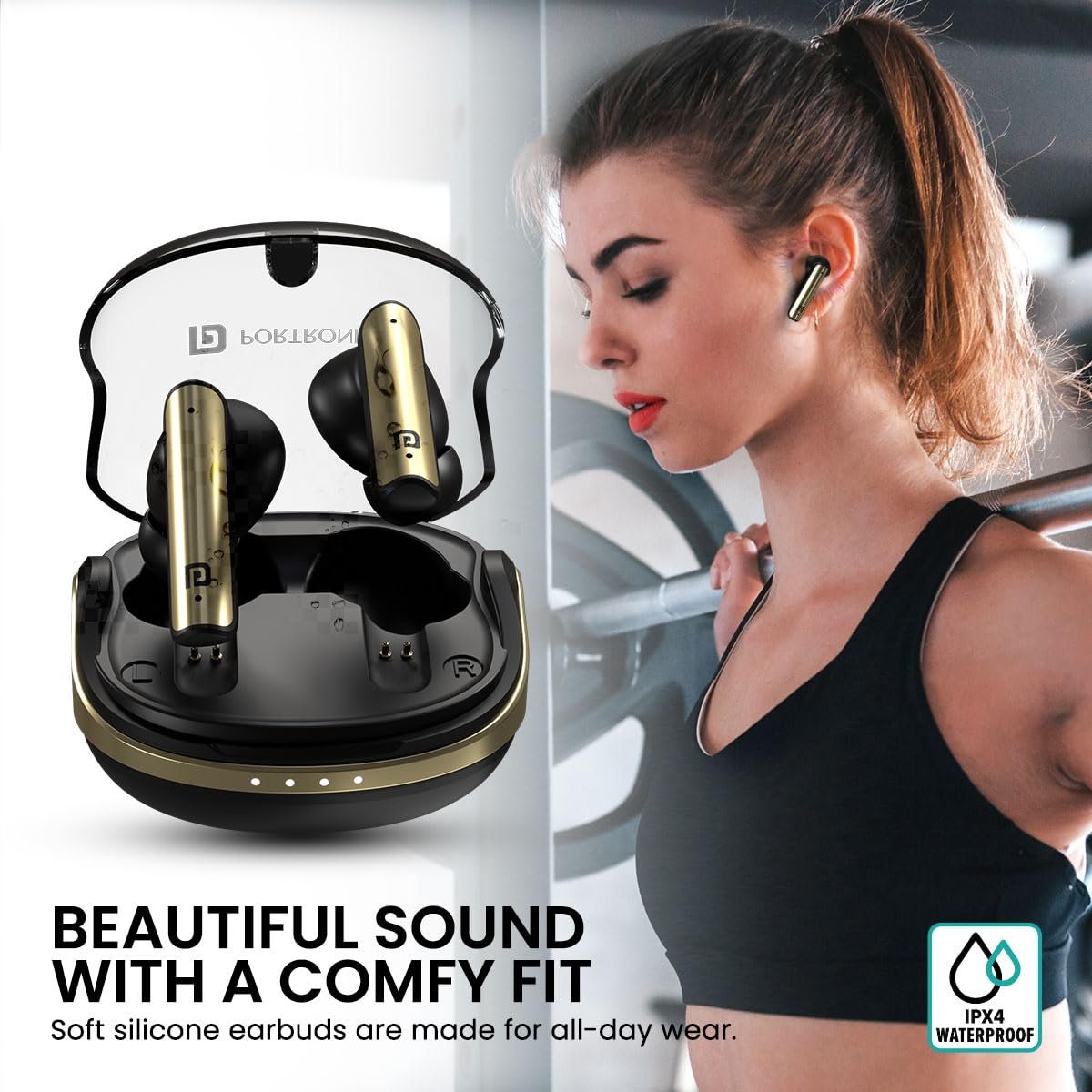 Portronics Harmonics Twins S7 Smart TWS Earbuds, 35Hrs Playtime, Quad Mics, Auto ENC, 5.3v Bluetooth - Image 4