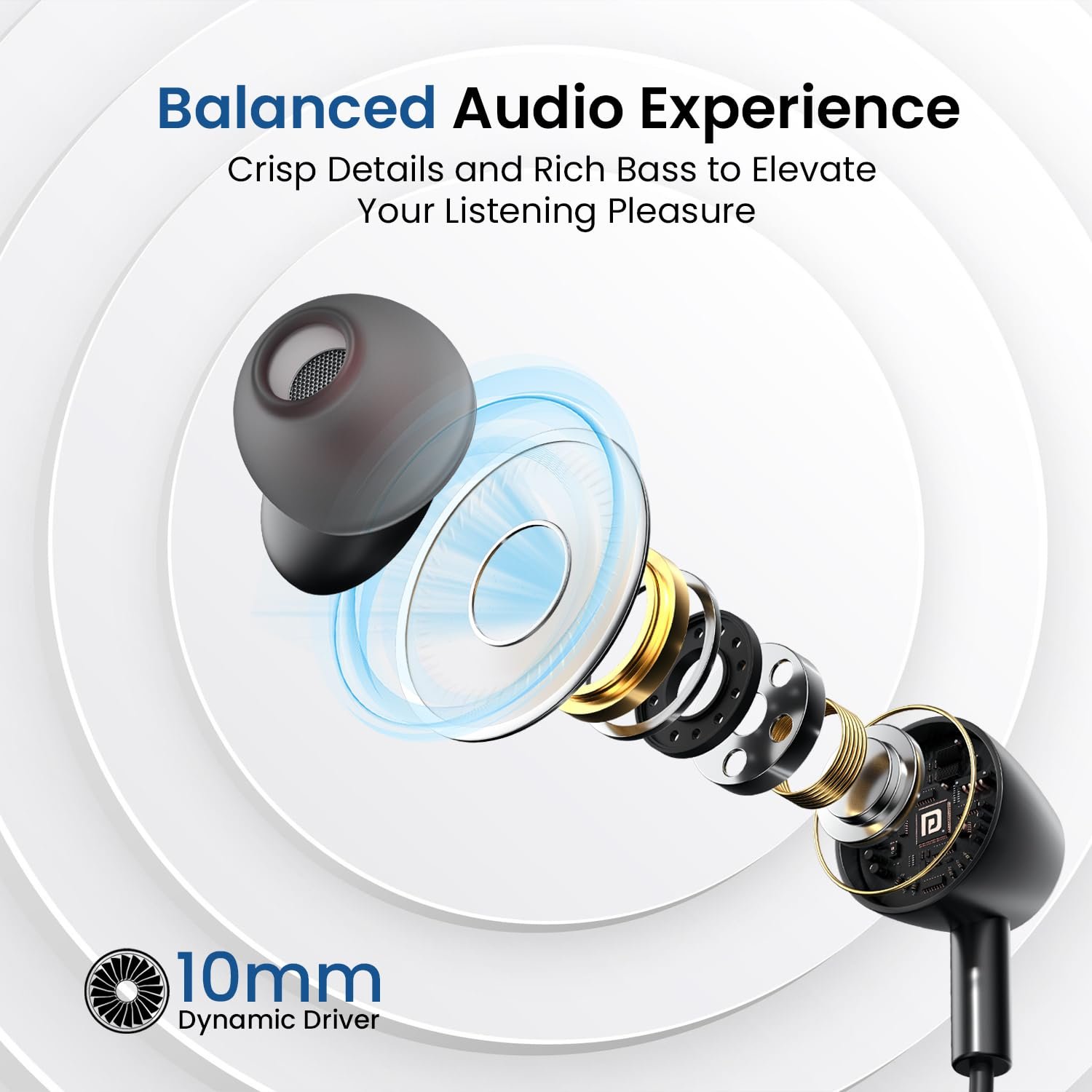 Portronics Harmonics Z10 In Ear Headphone With Mic,35Hr Playtime,Type C Charging Bluetooth - Image 7
