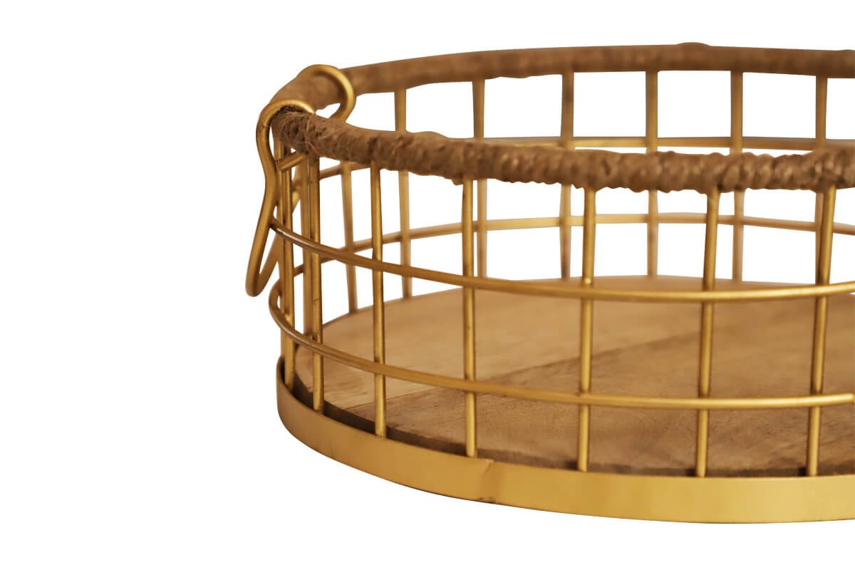 WOODEN HAMPER BASKET WITH JUTE DETAILING - Image 3