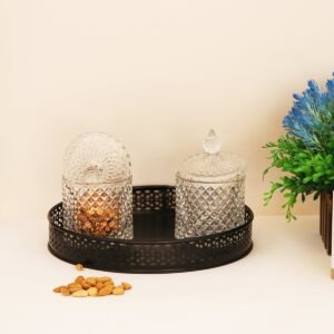 ROUND METAL TRAY IN BLACK COLOUR 25cm