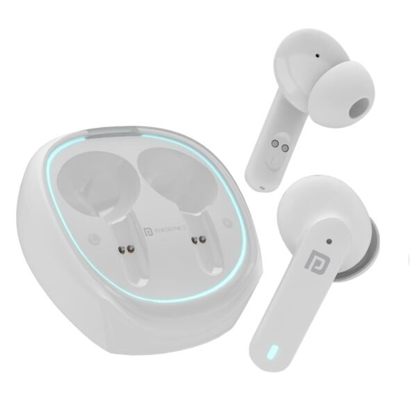 Portronics Harmonics Twins S11 Gaming Earbuds with Long Playtime,TWS Low Latency,Auto ENC Quad 4 Mics
