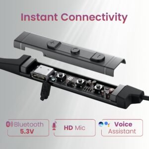 Portronics Harmonics Z9 Bluetooth Neckband With Mic,40Hrs Playtime,Metal Finish,BT 5.3V Bluetooth