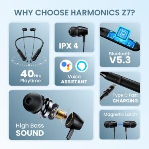 Portronics Z7 with 40Hrs Playback, Gaming Mode, Water Resistant, Fast Charging Bluetooth