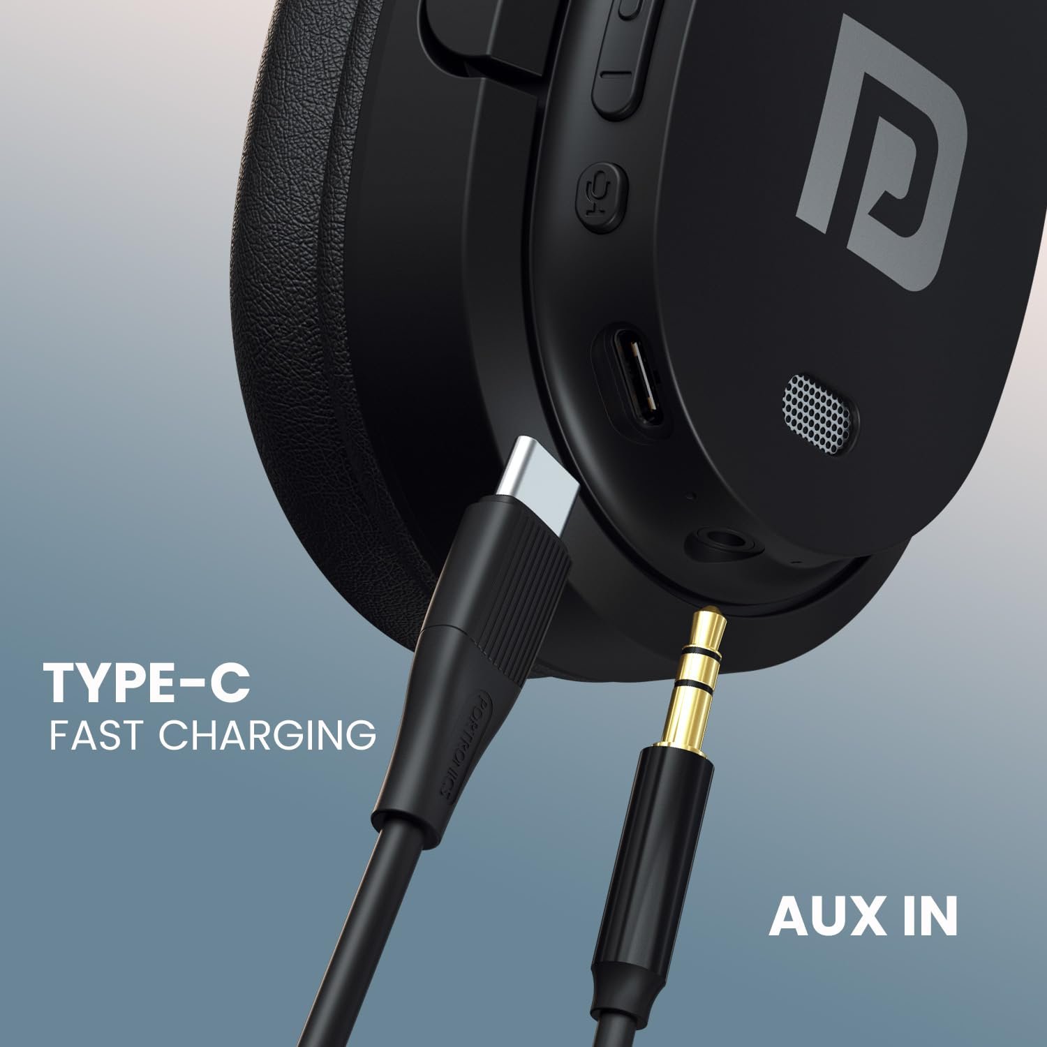 Portronics Muffs M4 Over Ear Bluetooth Headphone,40Hours Playtime,Powerful Bass,InBuilt Mic Bluetooth & Wired - Image 2