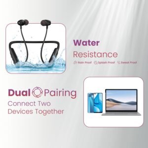 Portronics Harmonics Z9 Bluetooth Neckband With Mic,40Hrs Playtime,Metal Finish,BT 5.3V Bluetooth
