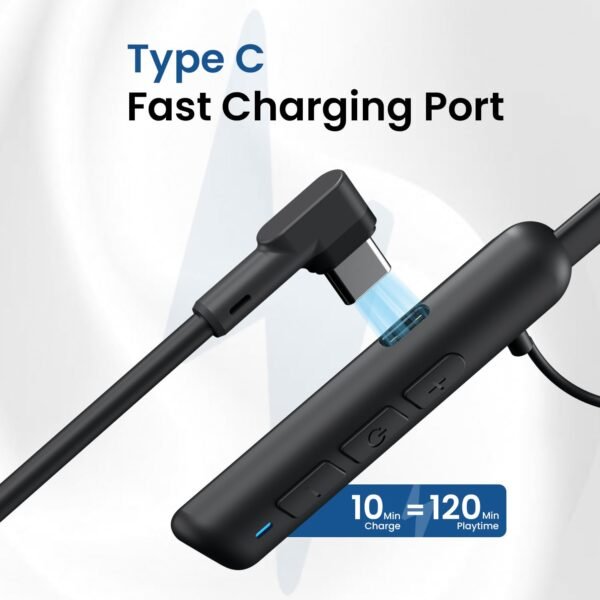 Portronics Harmonics Z10 In Ear Headphone With Mic,35Hr Playtime,Type C Charging Bluetooth - Image 3