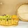WOODEN HAMPER BASKET WITH JUTE DETAILING