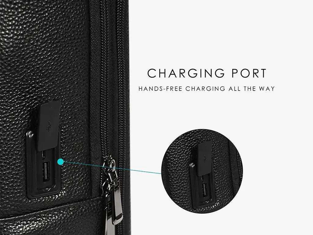 Fingerlock Leather Backpack (Black) - Image 4